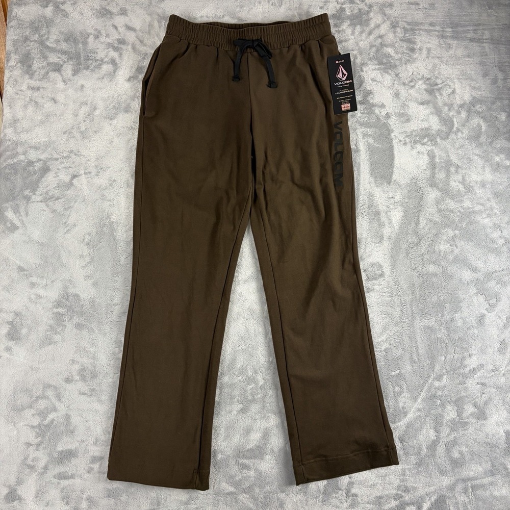 Volcom Men's Medium 32/34 Drawstring Fleece Loungewear Pants Brown NWT